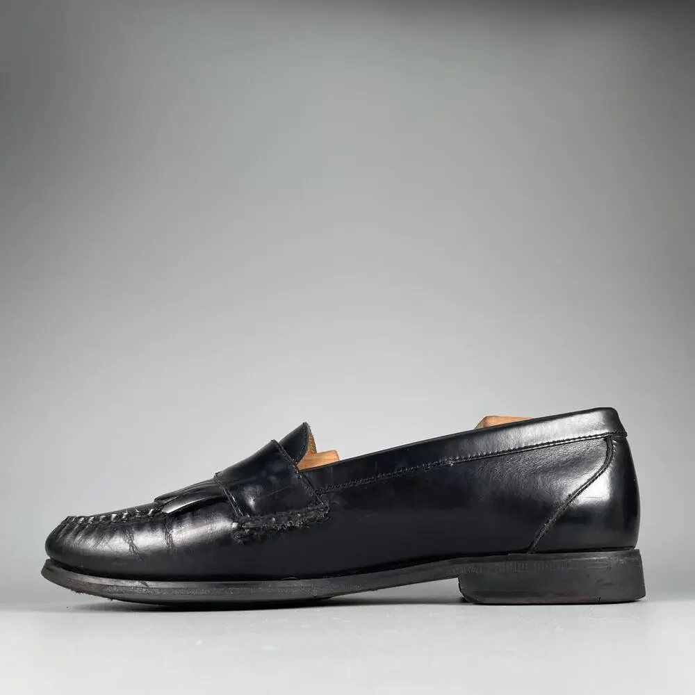 G.H. Bass Men's Size 8 Black Leather Casual Slip On Kilt Dress Shoes Casual GUC